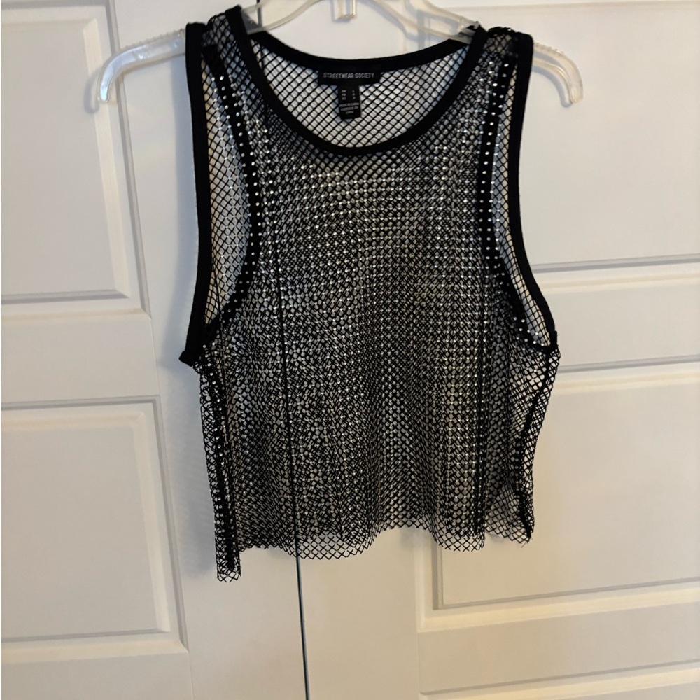 Forever 21 Black Sheer Mesh Tank Top